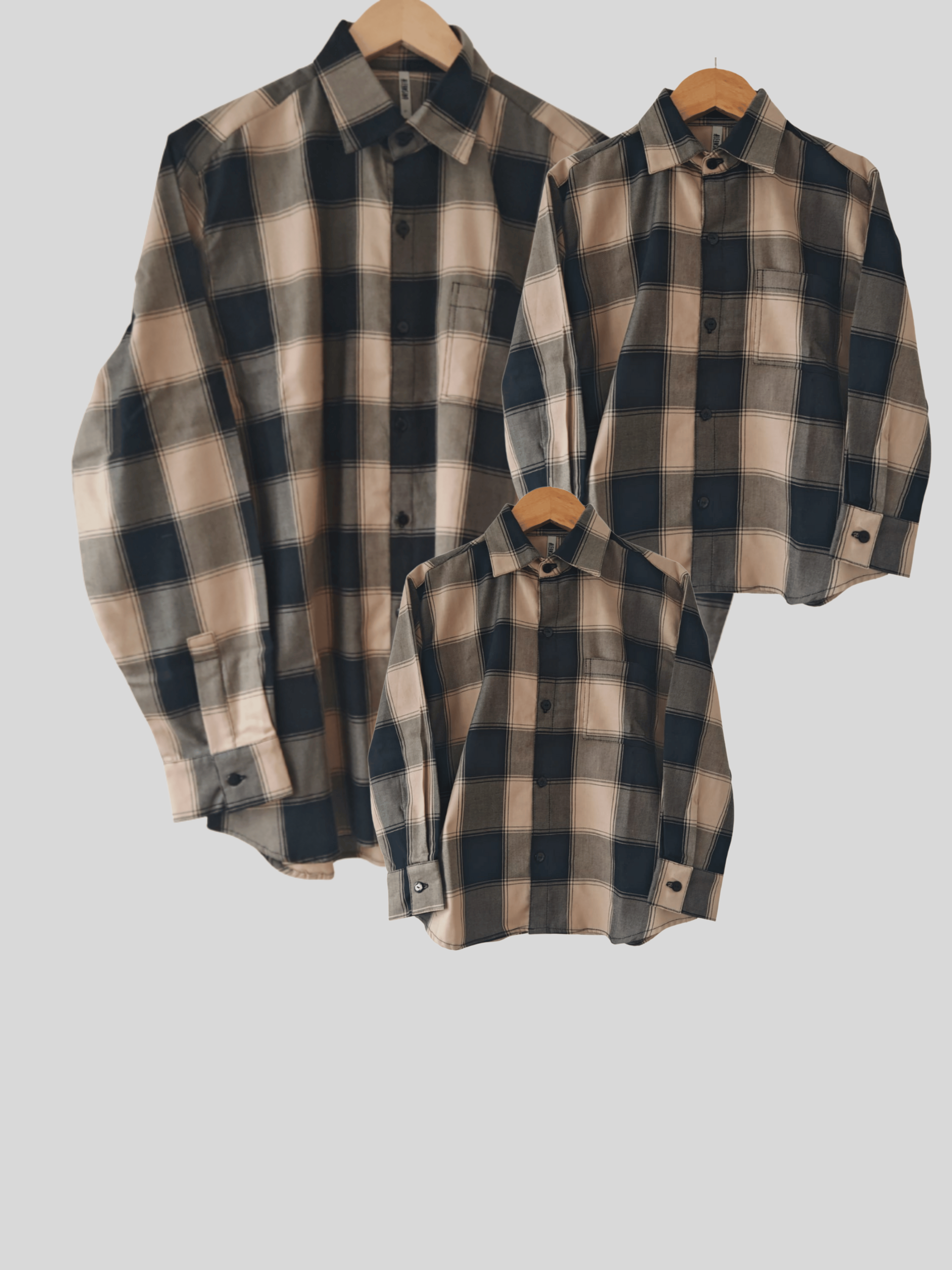 Pack 3 Camisas a juego para Papá + Hijo + Hijo 100% algodón