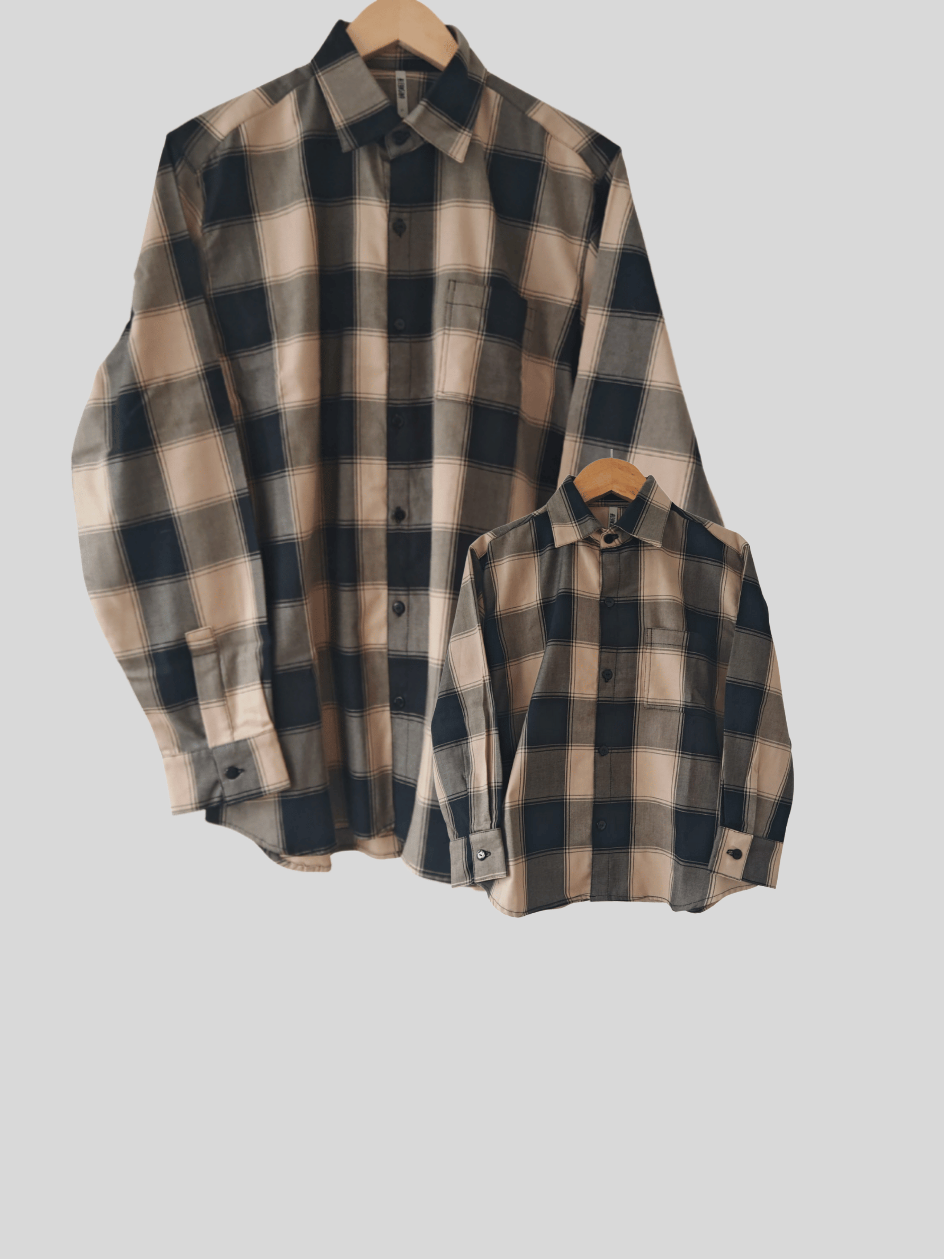 Pack 2 Camisas Aurelio Papá + Hijo cuadros amarillo con negro
