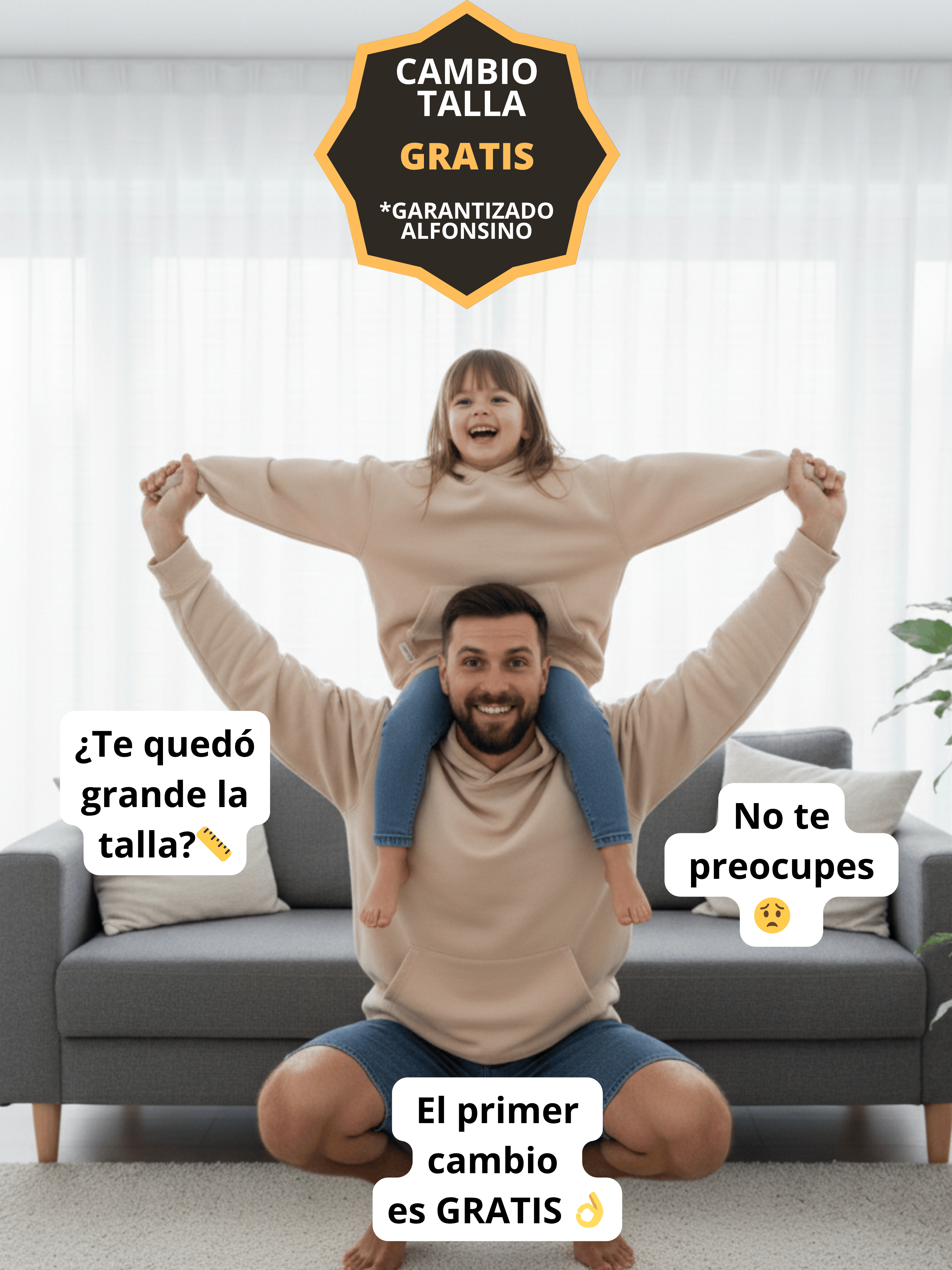 Pack 2 Polerones Oversize Beige Mamá + Hijo/a