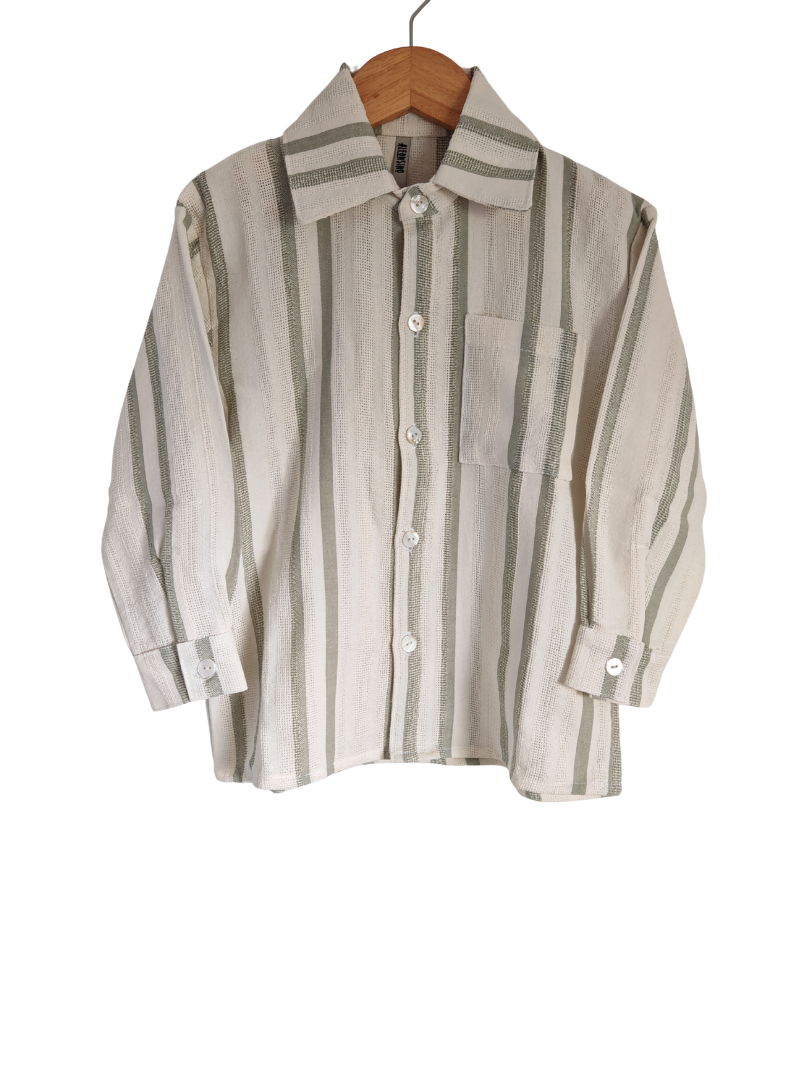 Camisera Infantil Rayas Verde Oliva | 100% Algodón
