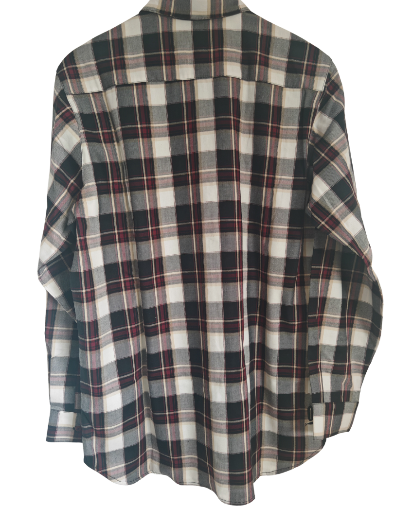 Camisa Franela Hombre | Burdeo/Beige 100% Algodón