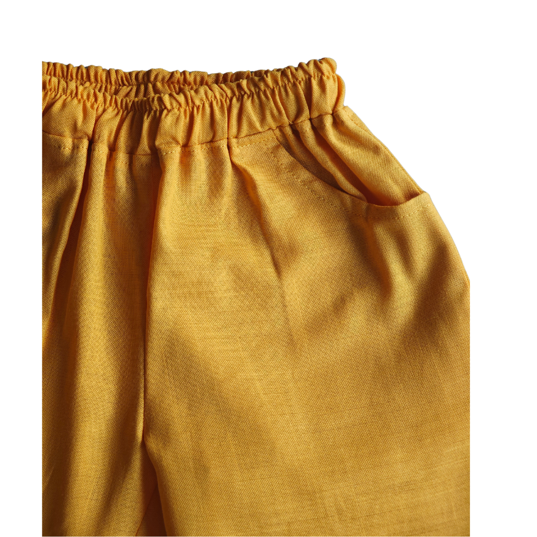 Pantalón niño 100% Lino color mostaza