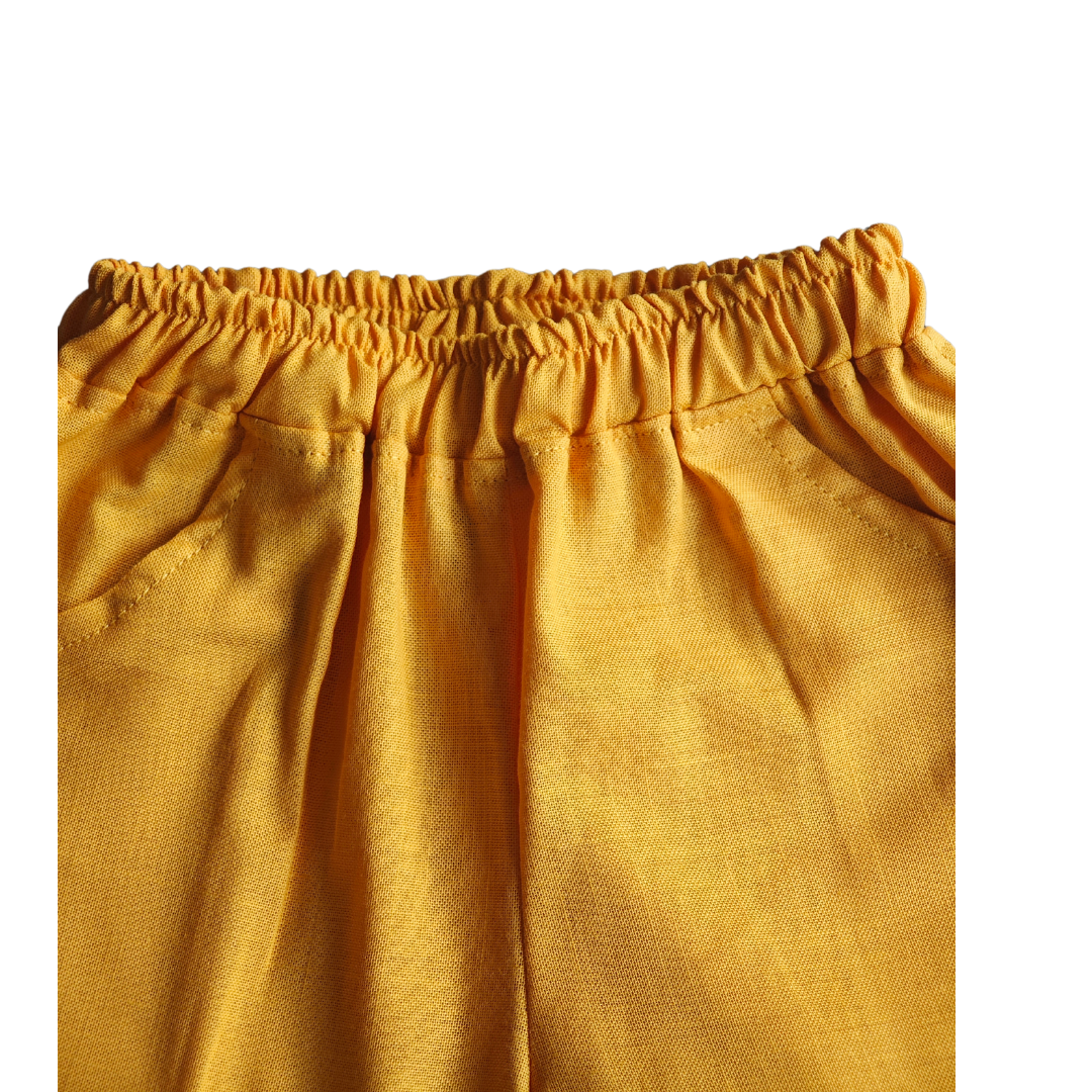 Pantalón niño 100% Lino color mostaza