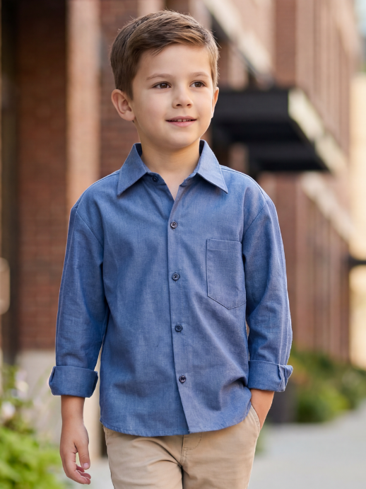 Camisa niño 100% Algodón cuello camisa