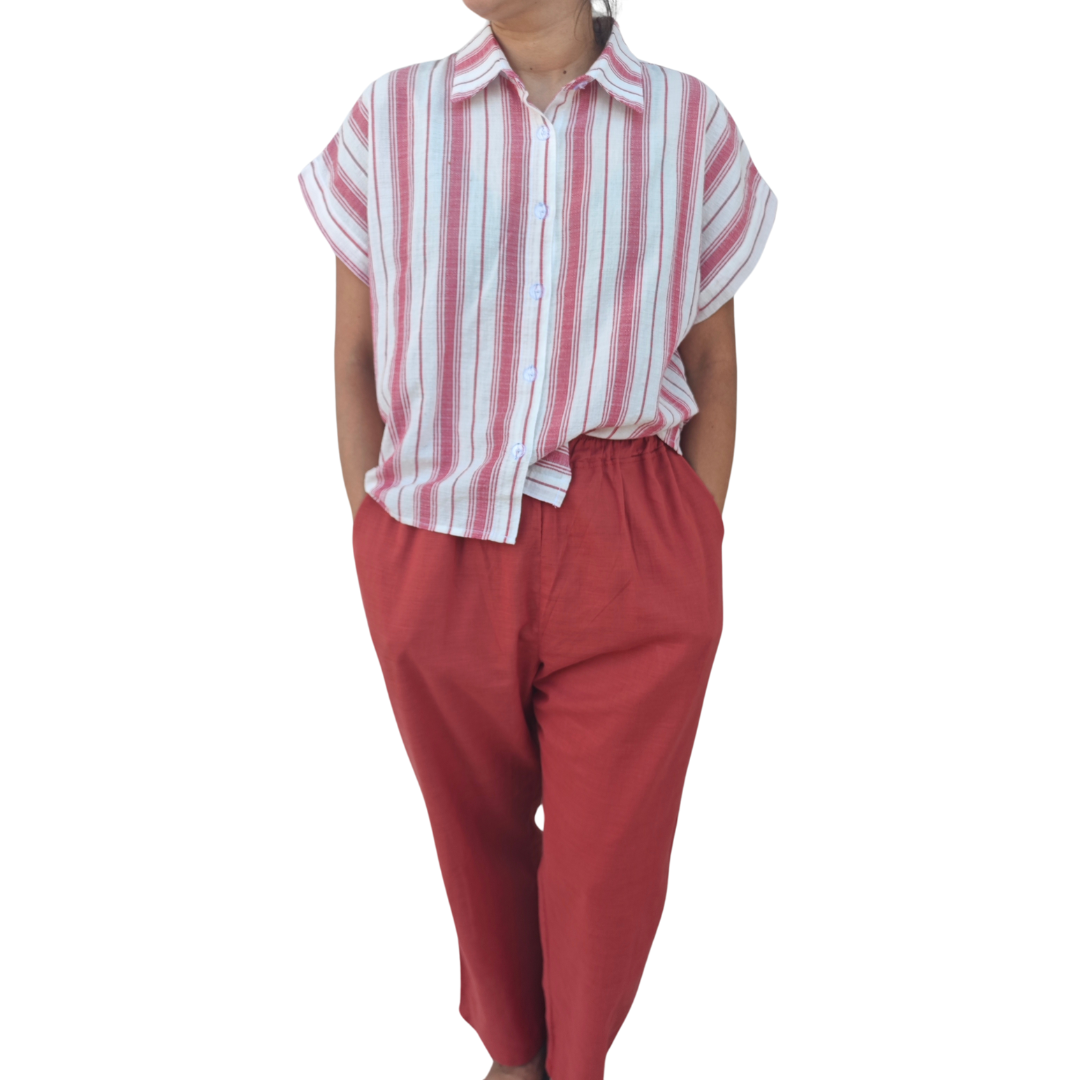 Blusa Kimono Mujer Lino Rayas