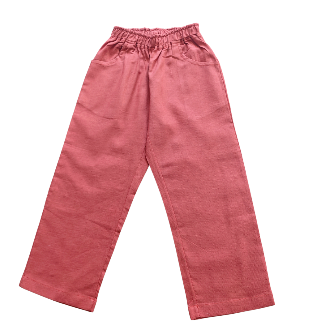 Pantalón niño 100% Lino color Terracota