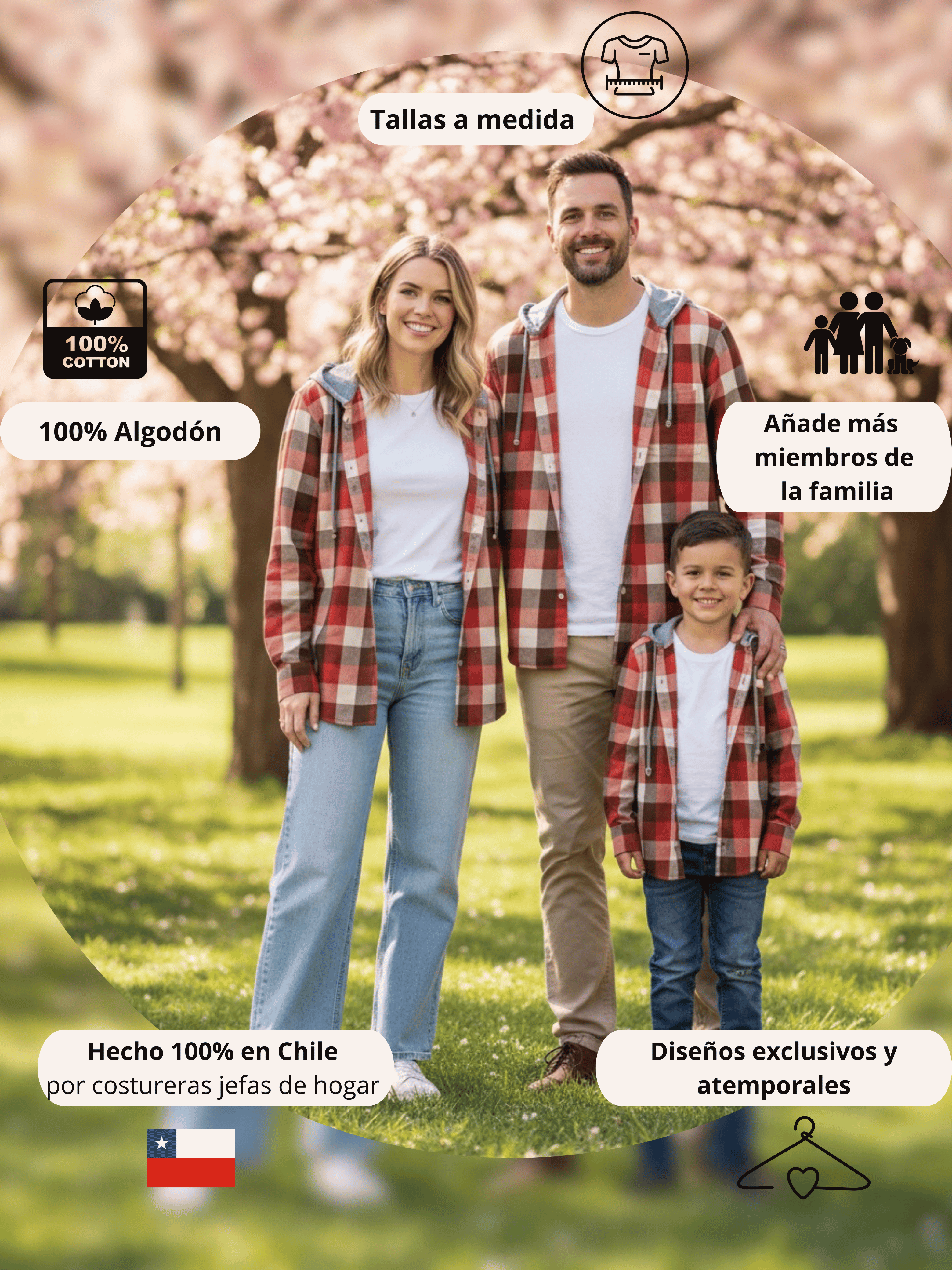 Pack 2 Camisas Gustavo Mamá + Hijo/a cuadros terracota con blanco