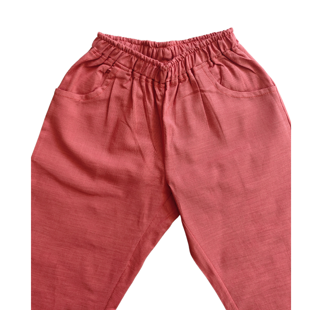 Pantalón niño 100% Lino color Terracota