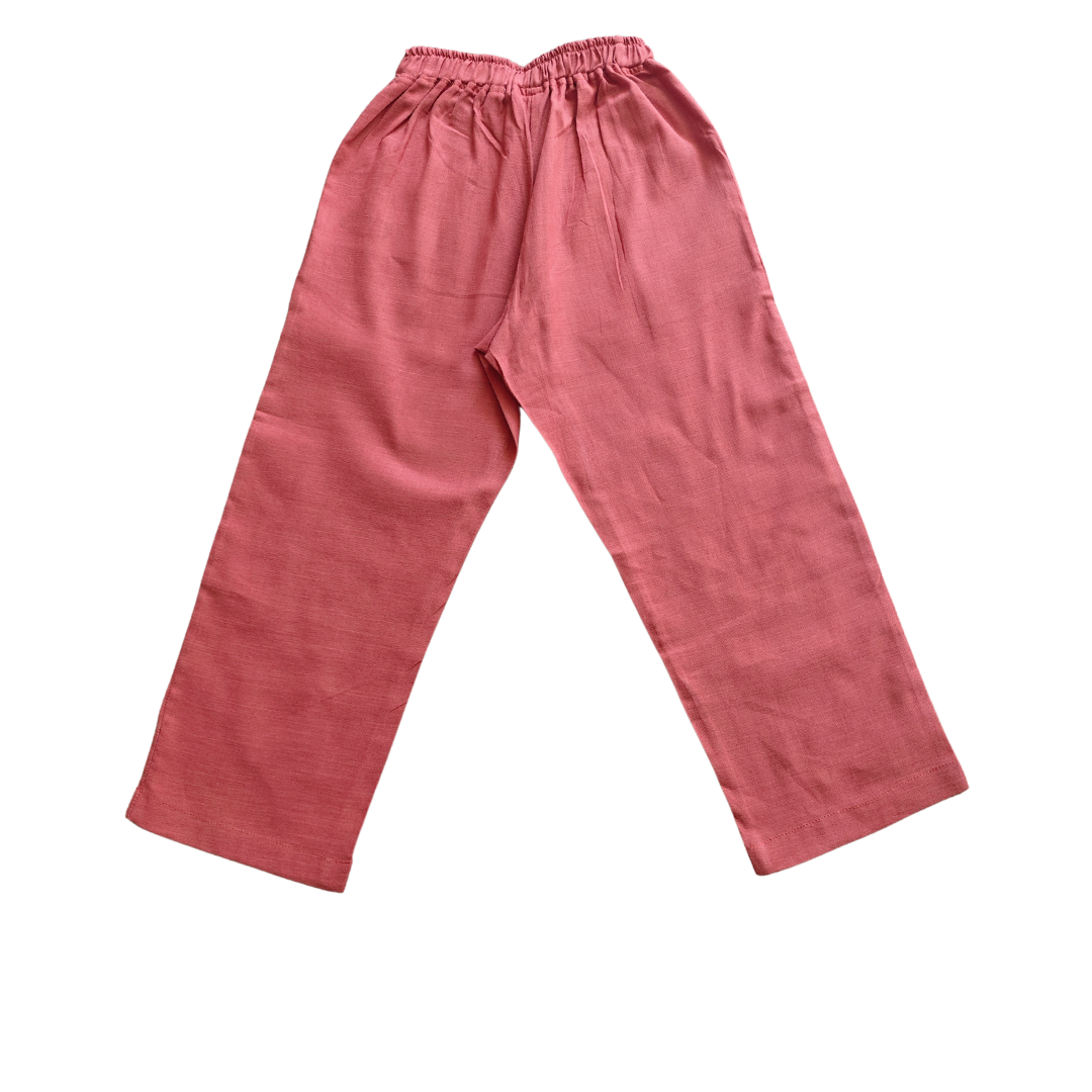 Pantalón niño 100% Lino color Terracota