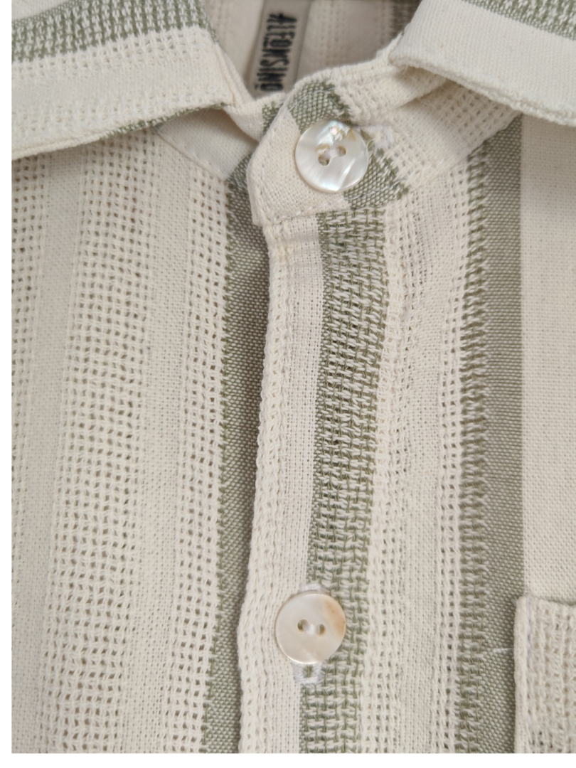 Camisera Infantil Rayas Verde Oliva | 100% Algodón