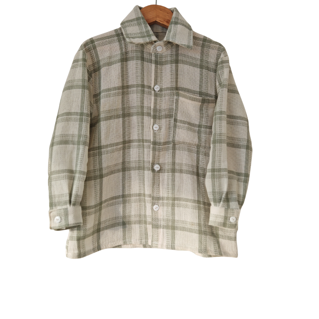 Camisera Infantil Unisex cuadrille verde/blanco | 100% Algodón