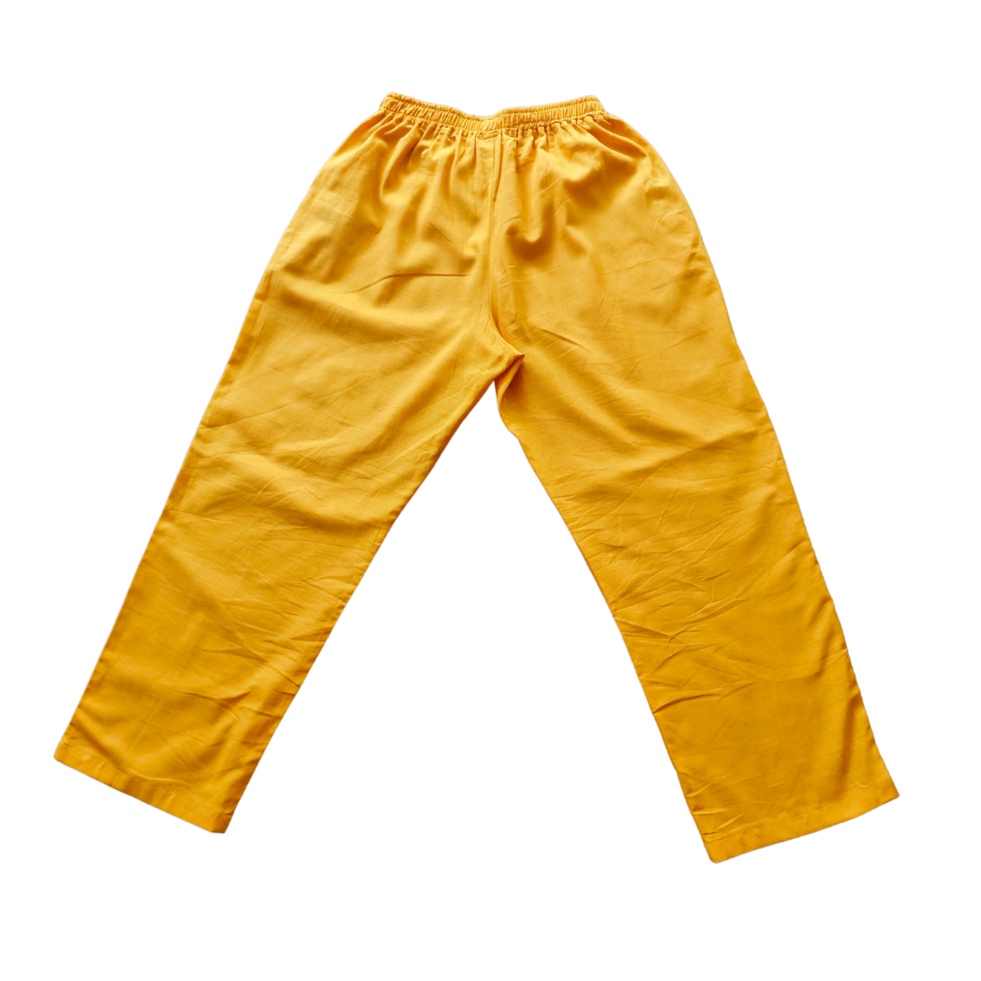 Pantalón Mujer 100% Lino color Mostaza