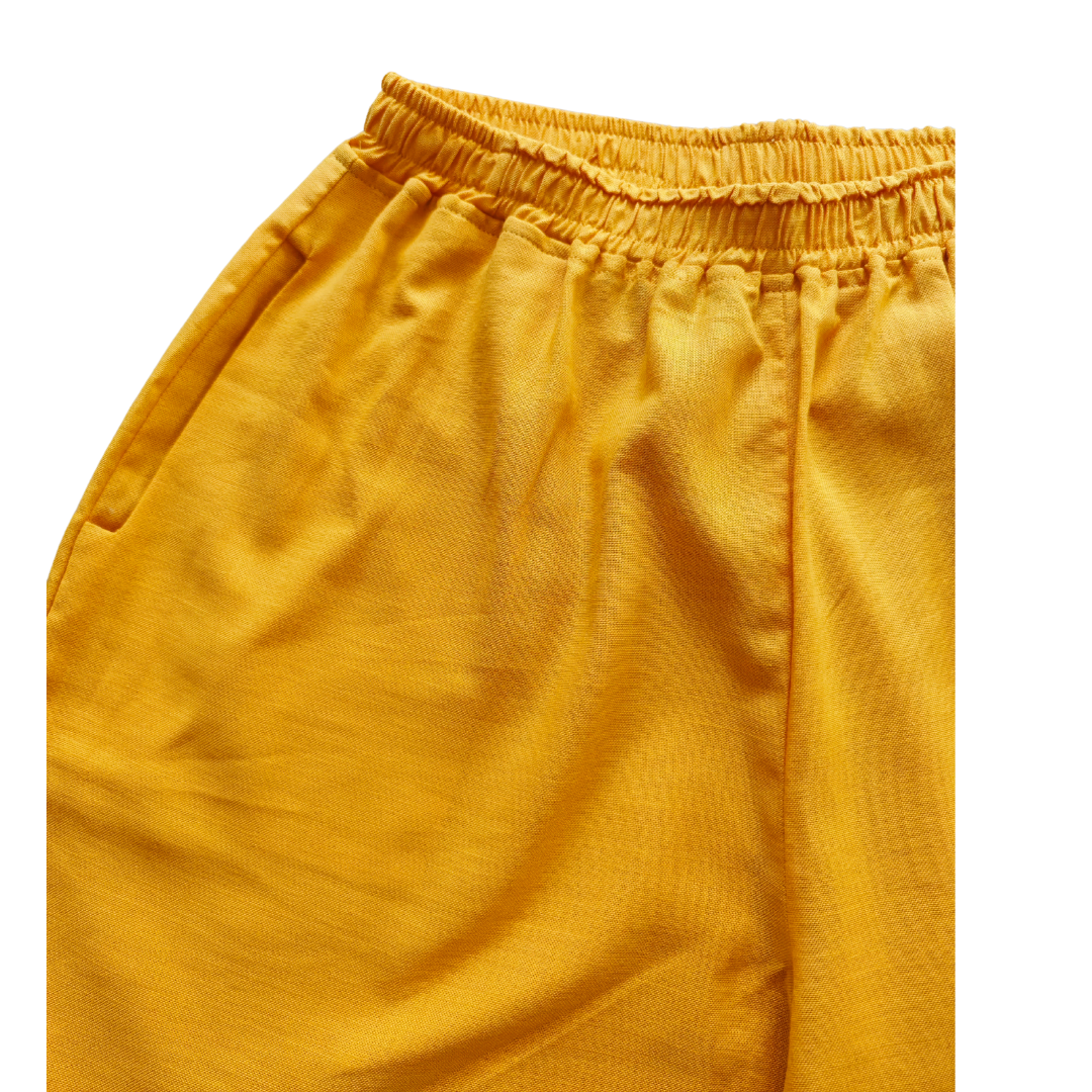 Pantalón Mujer 100% Lino color Mostaza