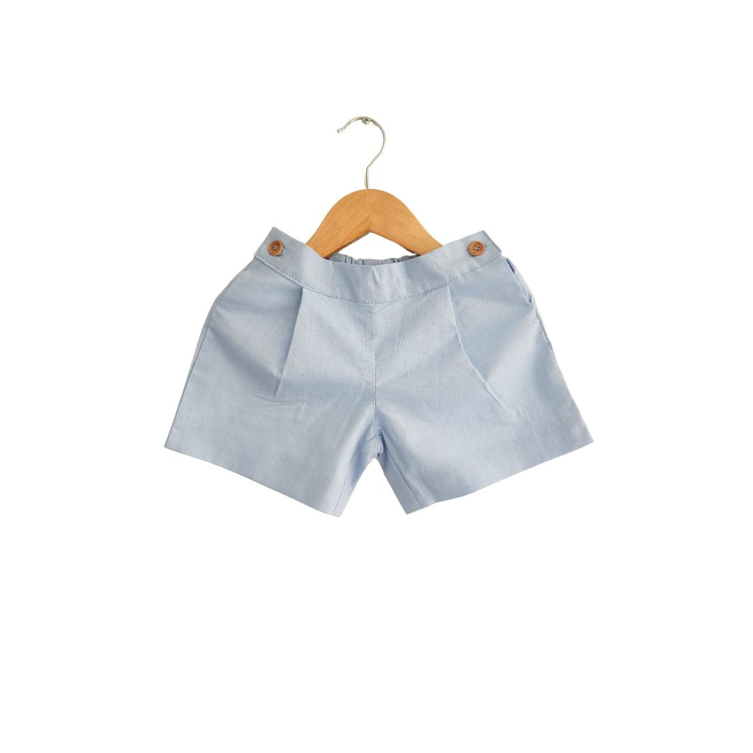Short niño 100% Lino color Celeste