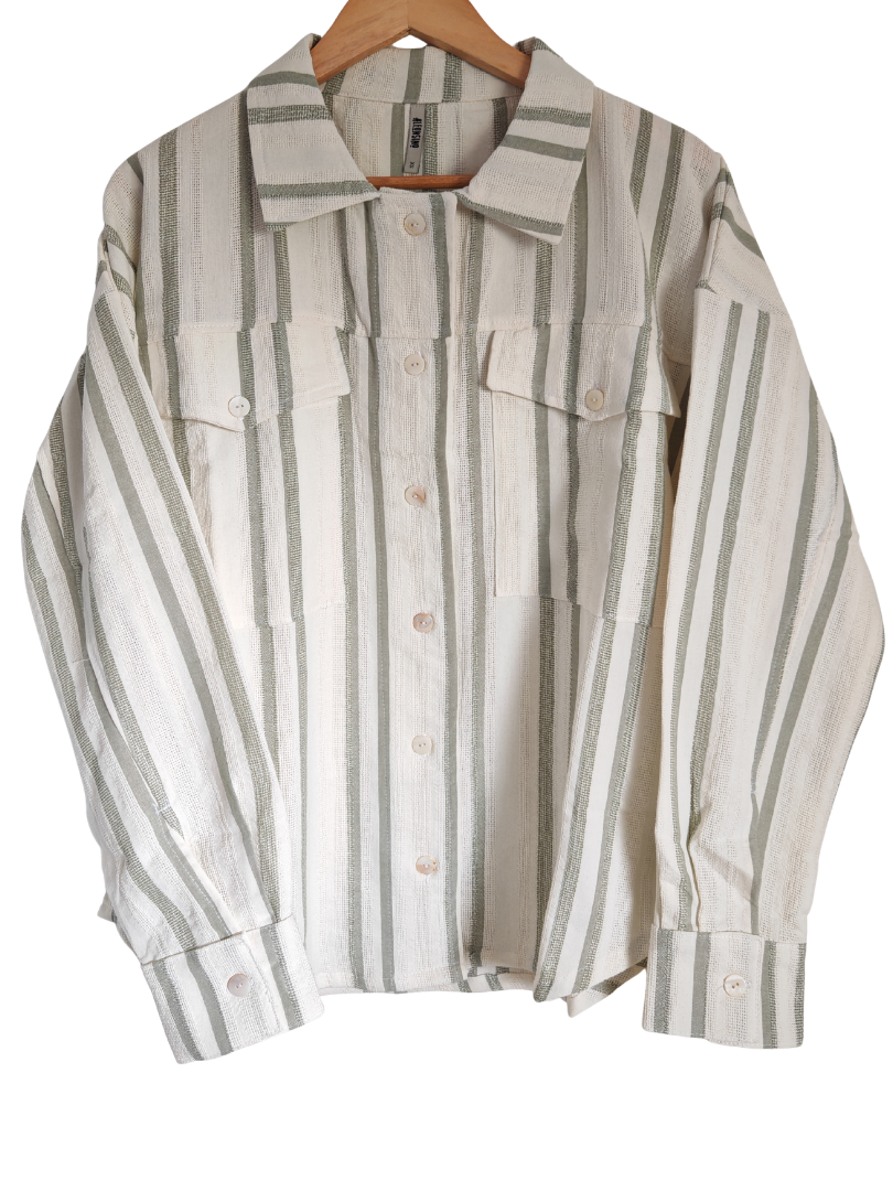 Camisera Mujer Rayas Verde Oliva | 100% Algodón
