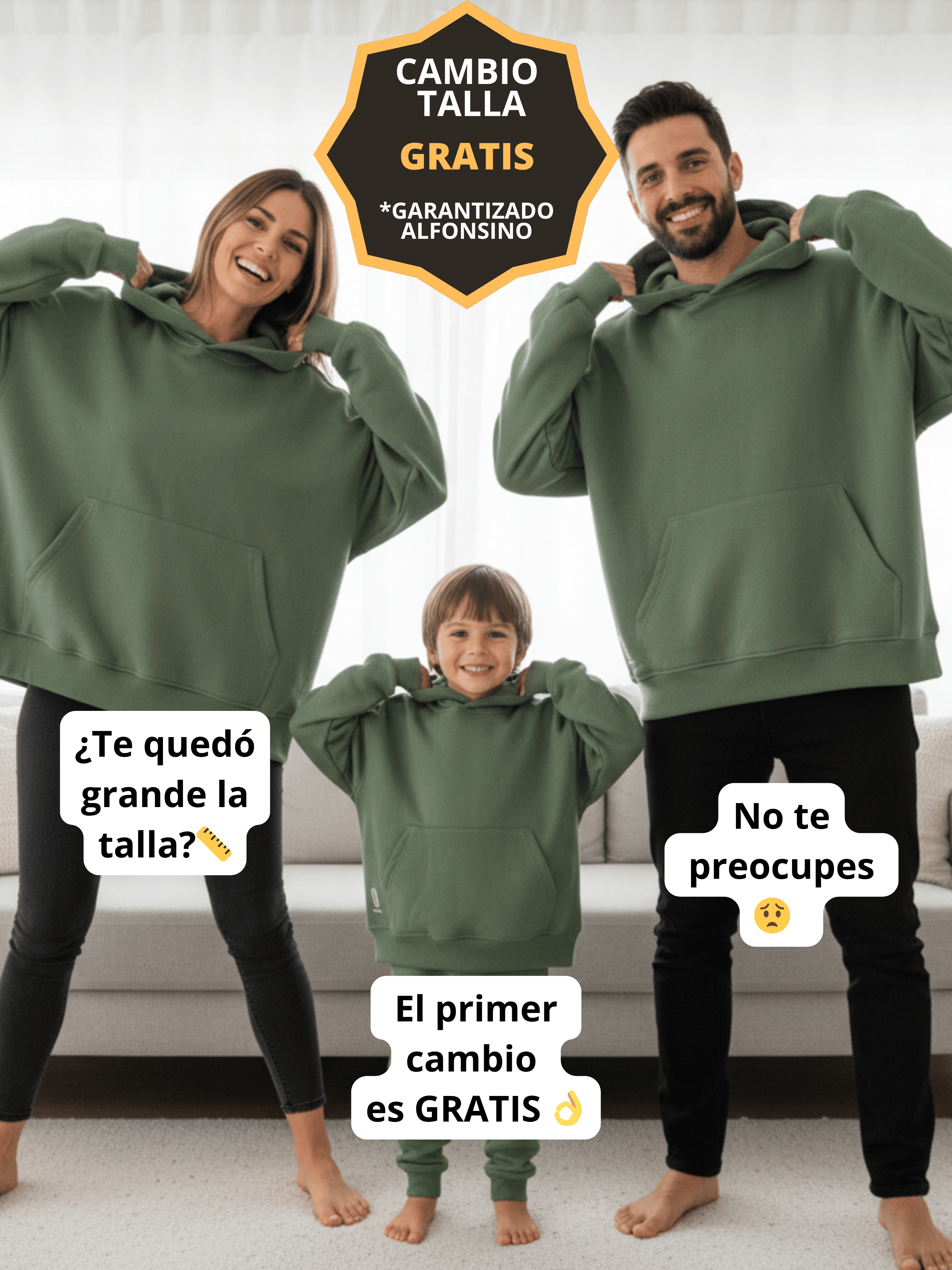 Conjunto Familiar Hoodie a juego para Papá + Mamá + Hijo/a + ENVÍO GRATIS