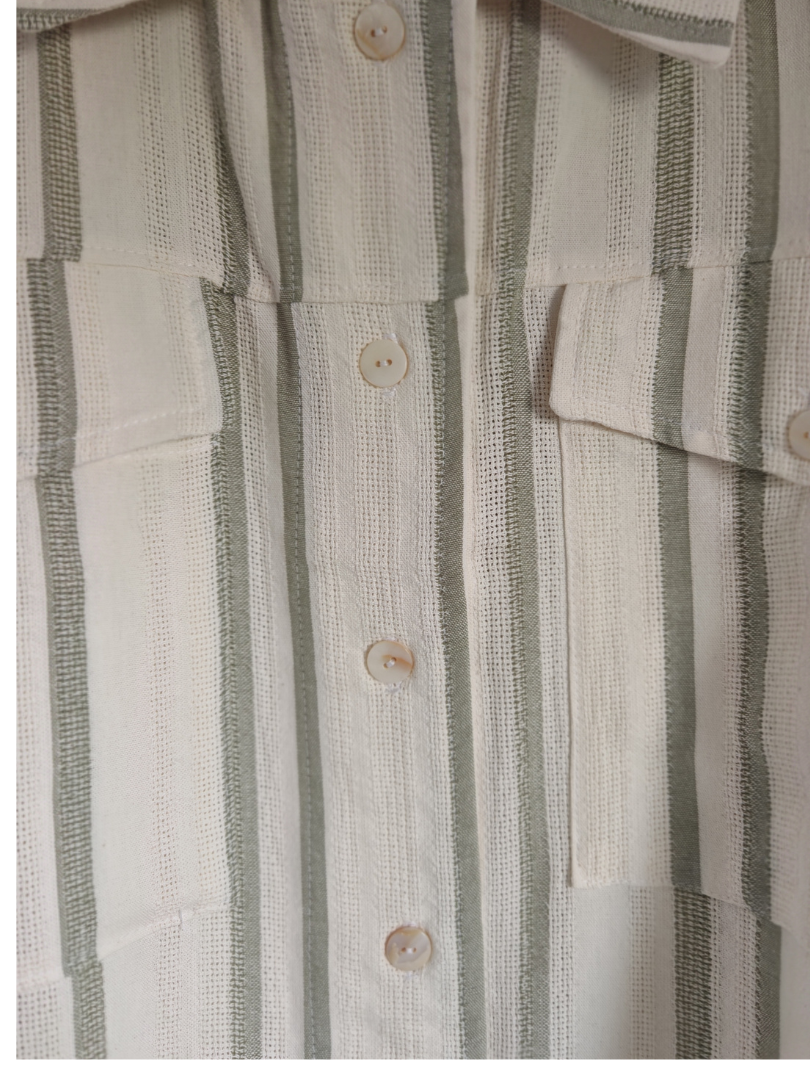 Camisera Mujer Rayas Verde Oliva | 100% Algodón