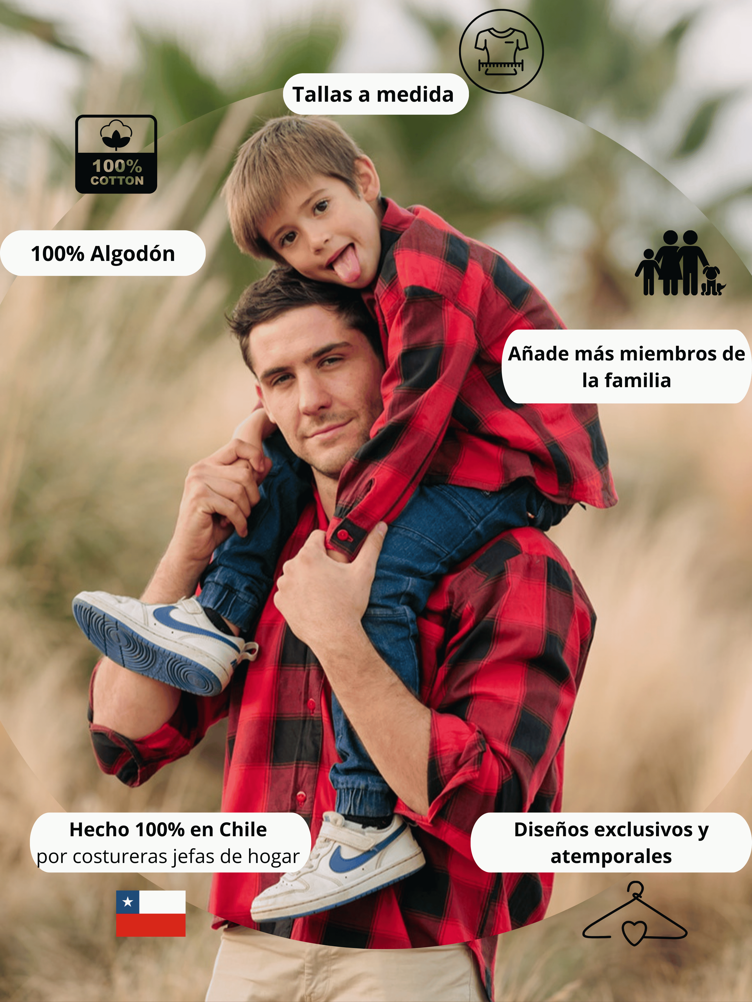 Conjunto Familiar Camisa a juego para Papá + Hijo + Hijo