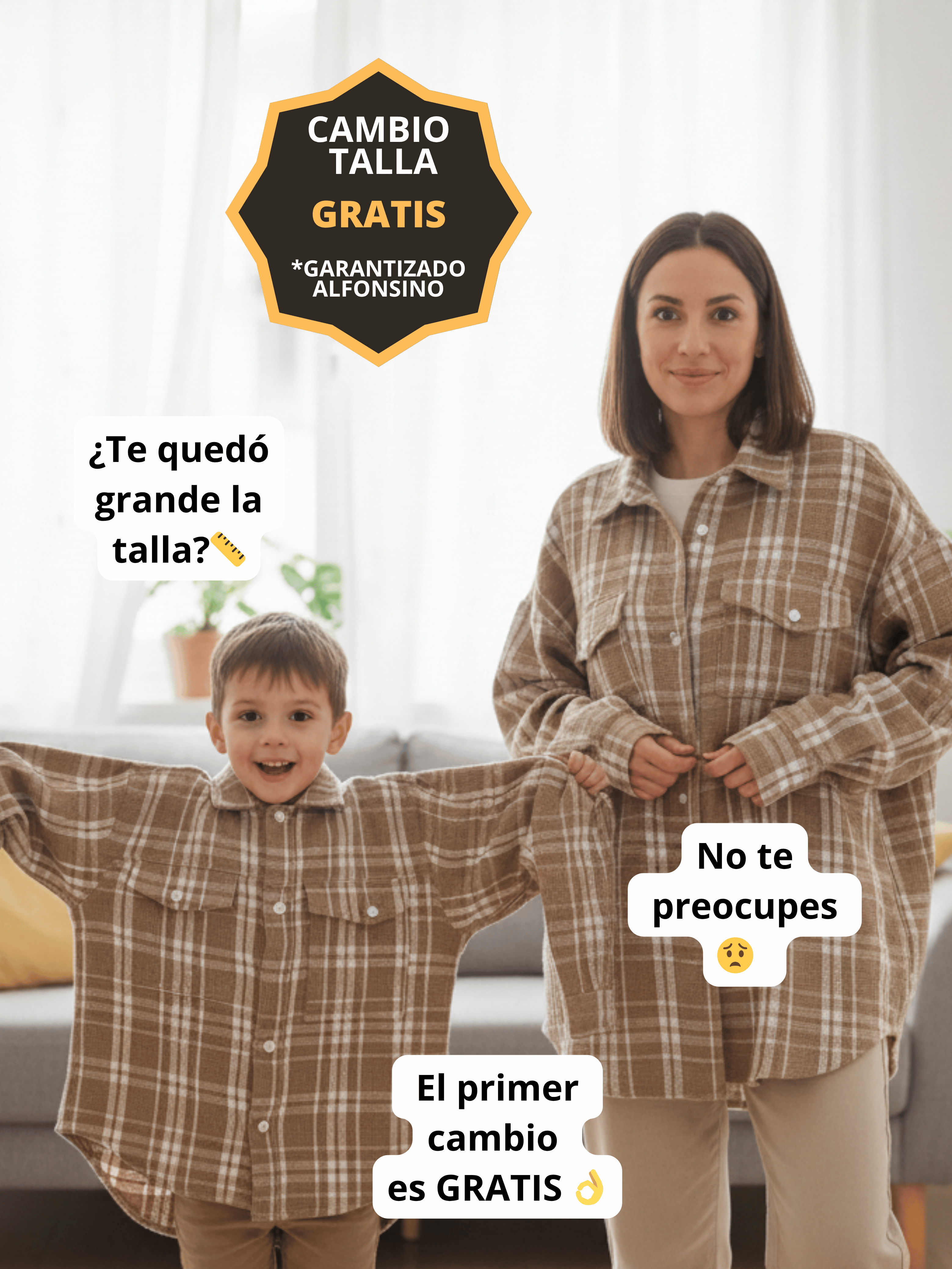 Pack 2 Camiseras Mamá + Hijo/a color beige con blanco