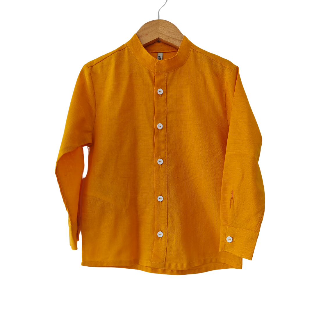 Camisa Lino Mateo Mostaza