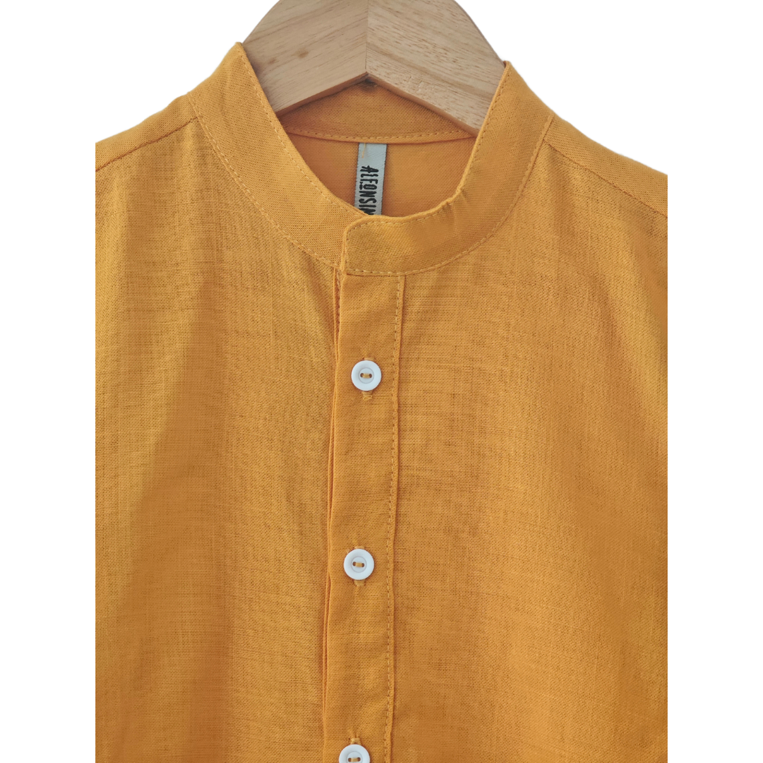 Camisa Lino Mateo Mostaza