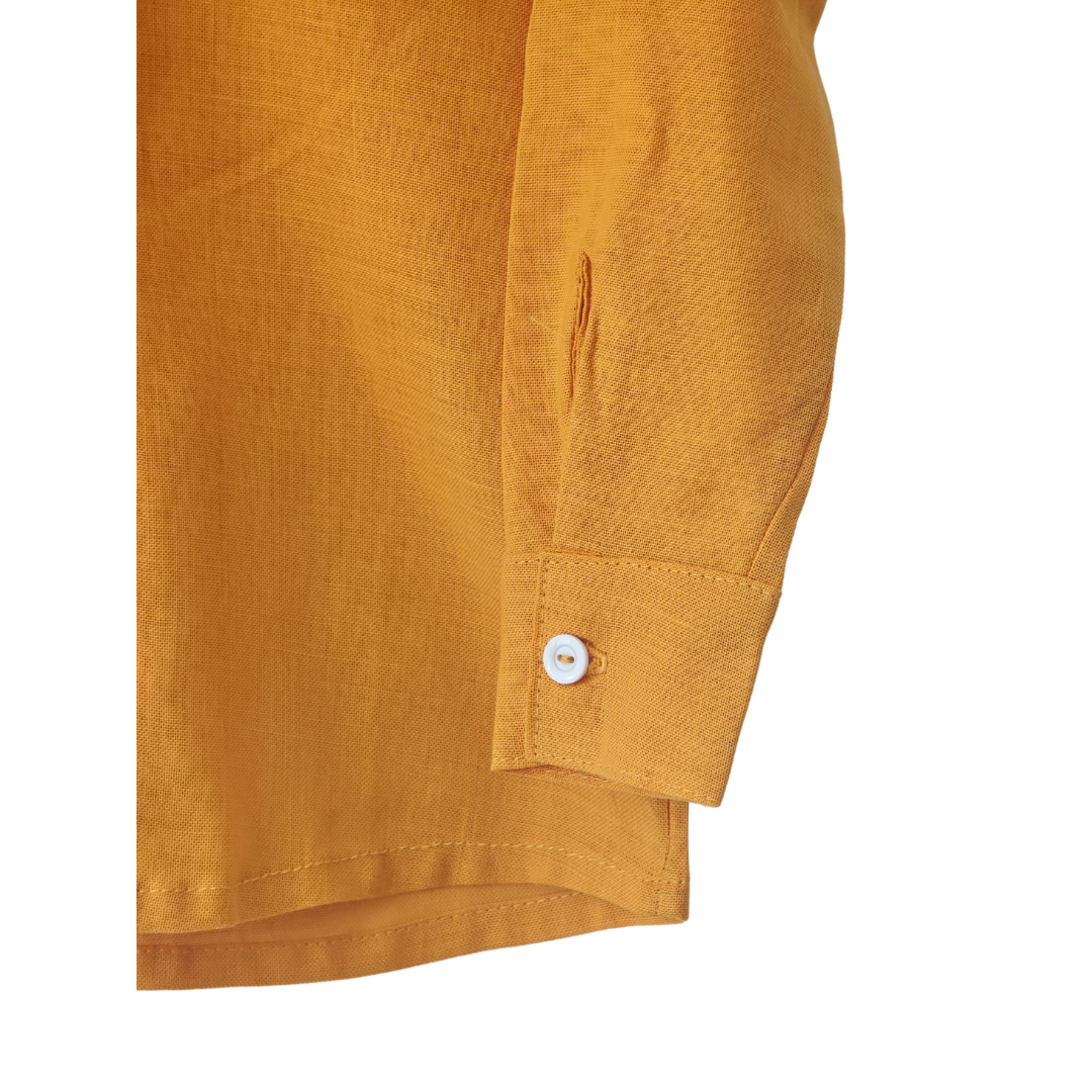 Camisa Lino Mateo Mostaza