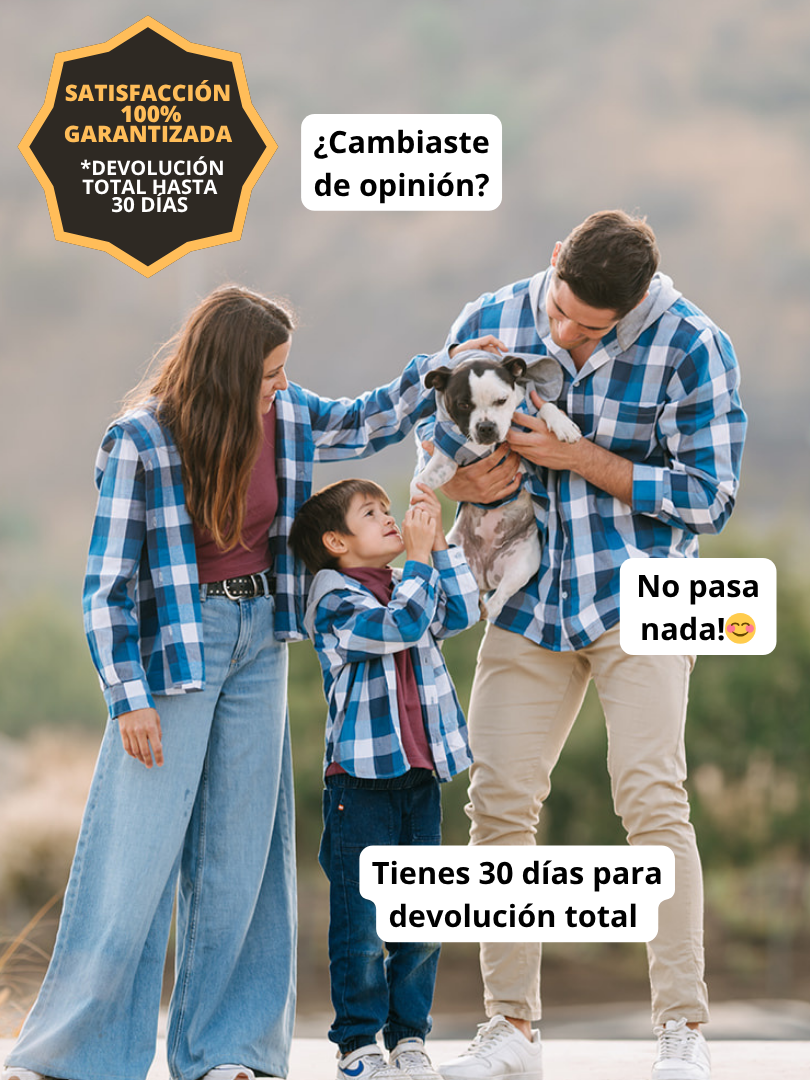Pack 3 Camisas Franela Papá + Mamá + hijo/a | Cuadrillé Azul con Capucha | 100% Algodón