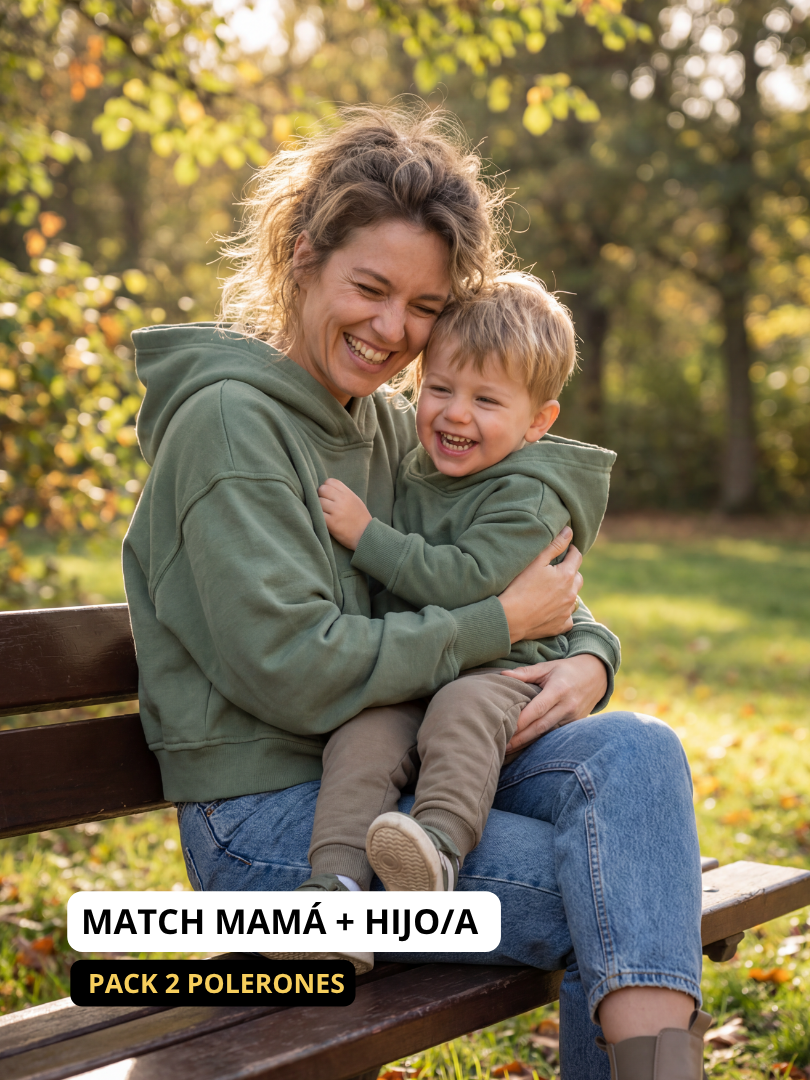 Pack 2 Polerones Oversize Verde Mamá + Hijo/a