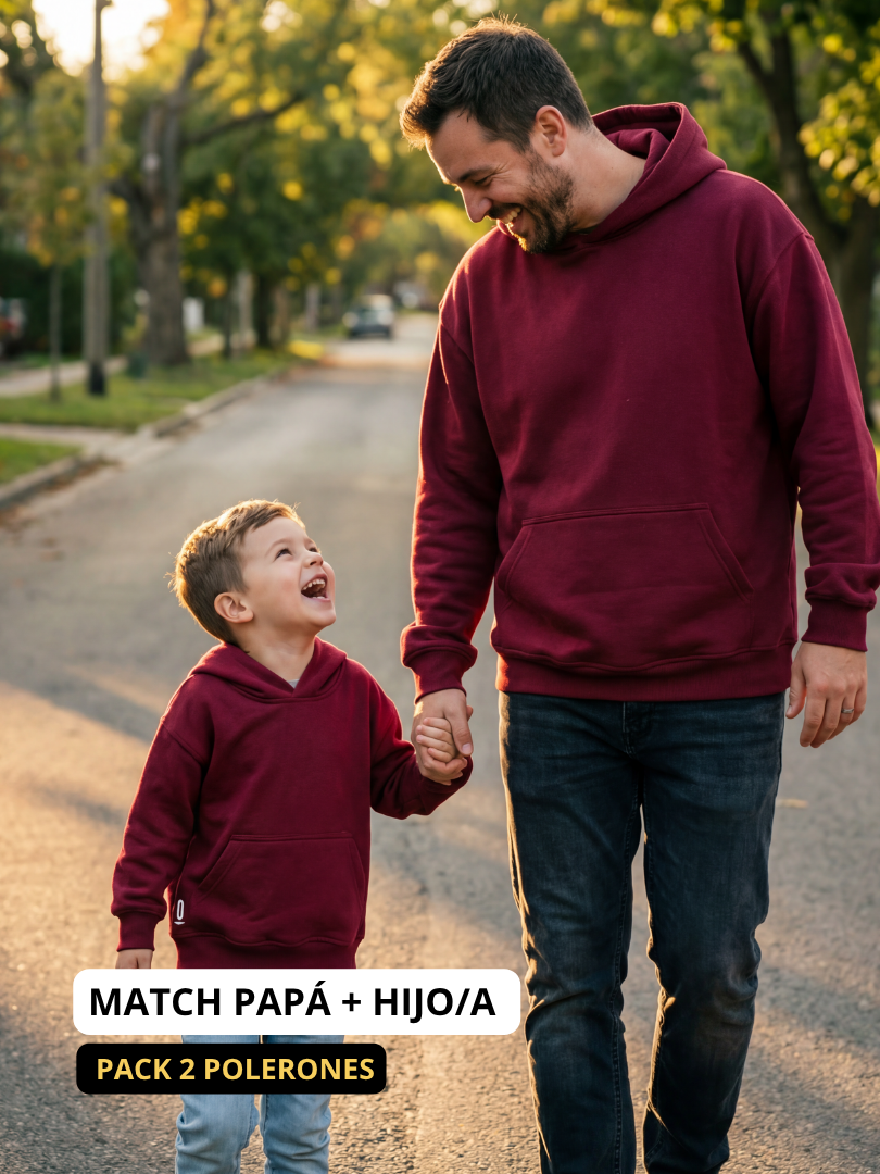 Pack 2 Polerones Oversize Burdeo Papá + Hijo/a