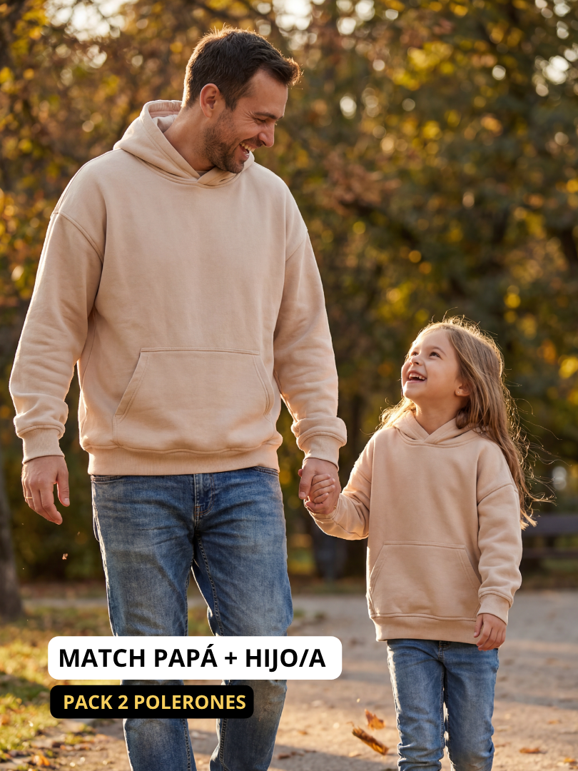 Pack 2 Polerones Oversize Beige Papá + Hijo/a