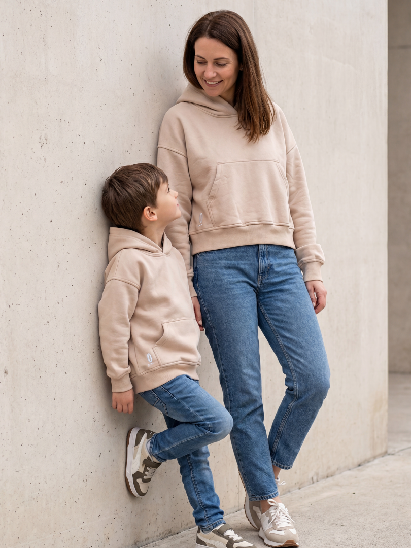 Pack 2 Polerones Oversize Beige Mamá + Hijo/a