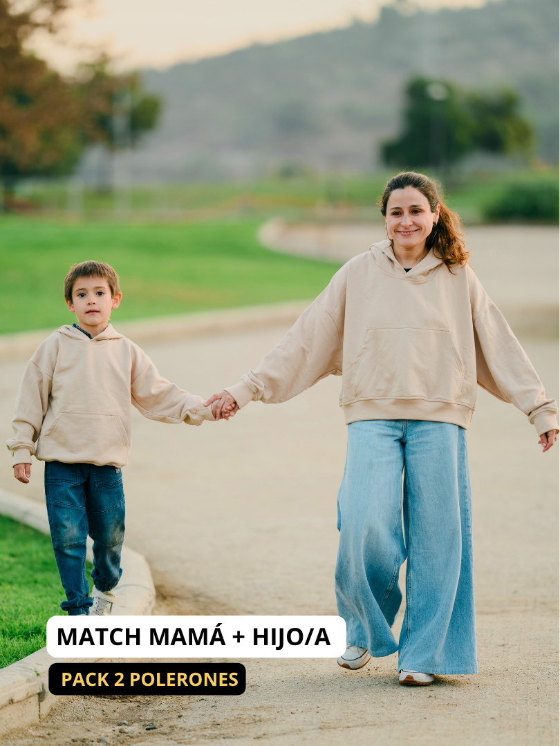 Pack 2 Polerones Oversize Beige Mamá + Hijo/a