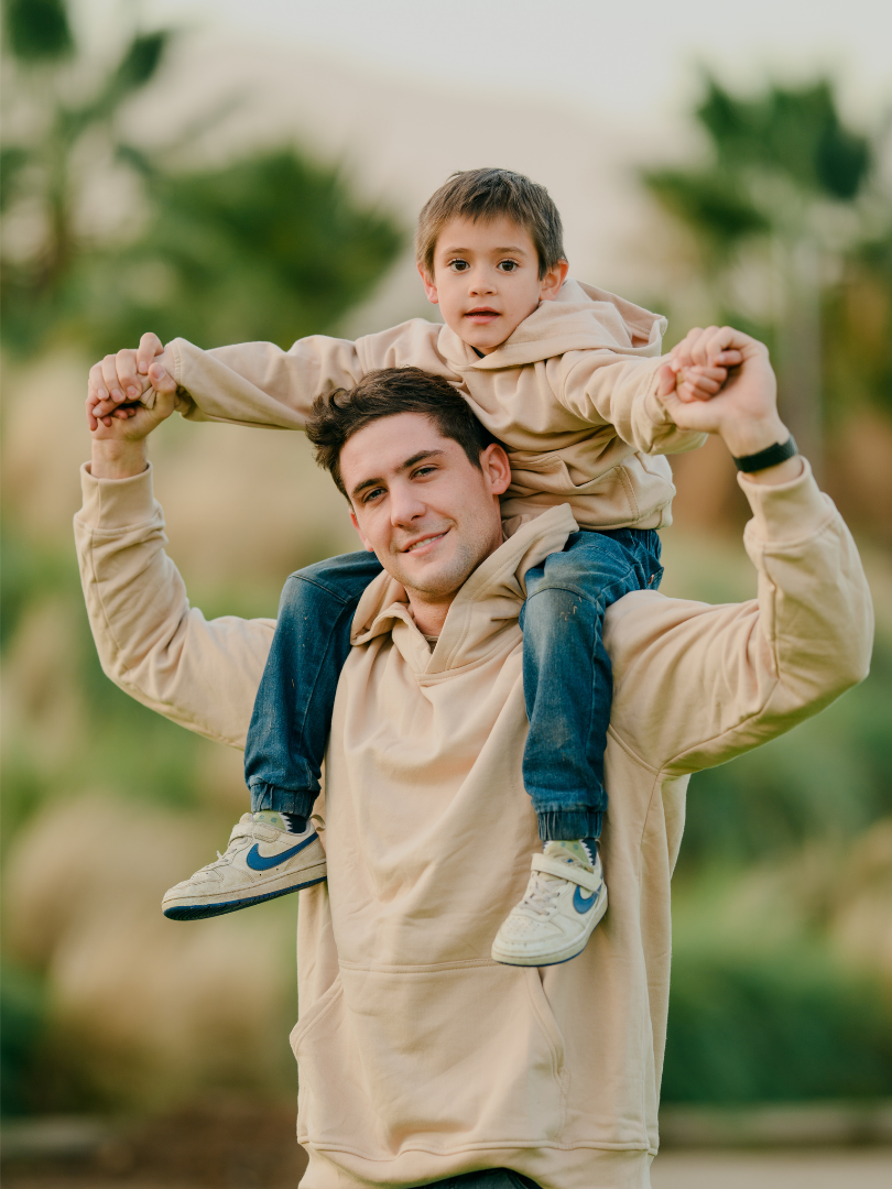 Pack 2 Polerones Unisex Oversize Beige Adulto + Hijo/a