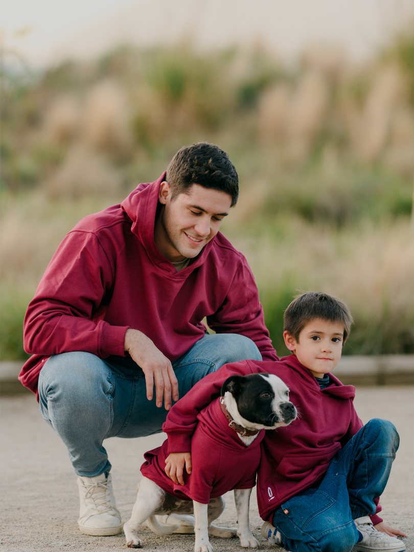 Pack 2 Polerones Unisex Oversize Burdeo Adulto + niño/a