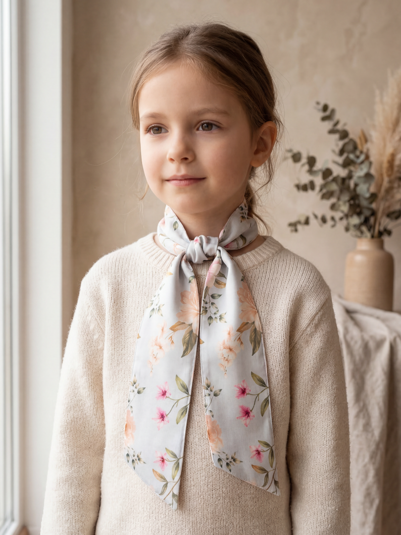 Pañuelo Floral celeste Niña 100% Viscosa
