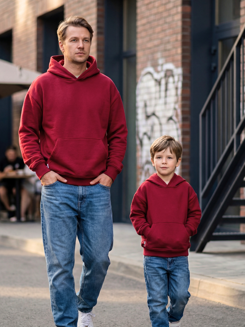 Pack 2 Polerones Oversize Burdeo Papá + Hijo/a