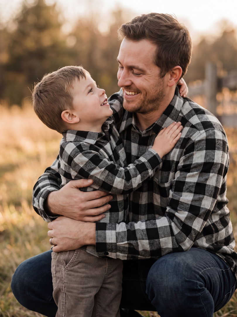 Pack 2 Camisas Franela Papá + hijo | Negro/Gris 100% Algodón
