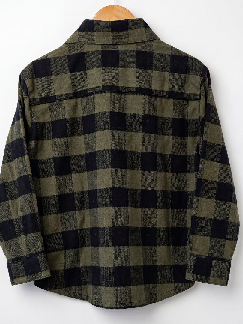 Camisa Franela Niño | Negro/Verde 100% Algodón