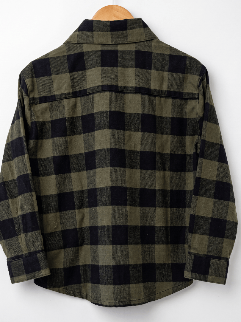 Camisa Franela Niño | Negro/Verde 100% Algodón