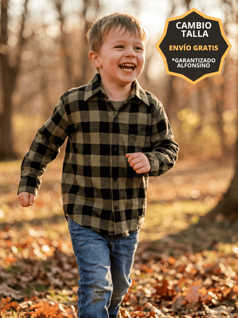 Pack 2 Camisas Franela Papá + hijo | Negro/verde 100% Algodón