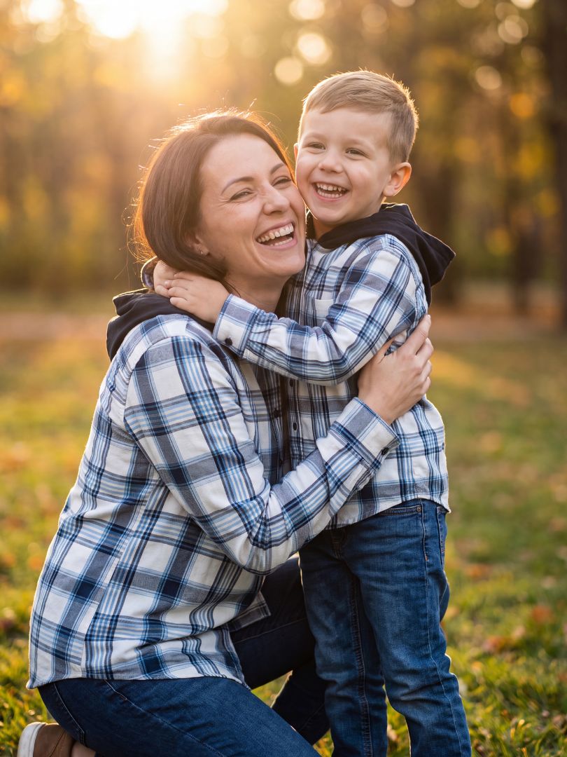 Pack 2 Camisas Franela con capucha Mamá + hijo Azul con blanco 100% Algodón