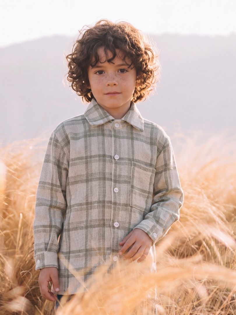Camisera Infantil verde/blanco 100% Algodón