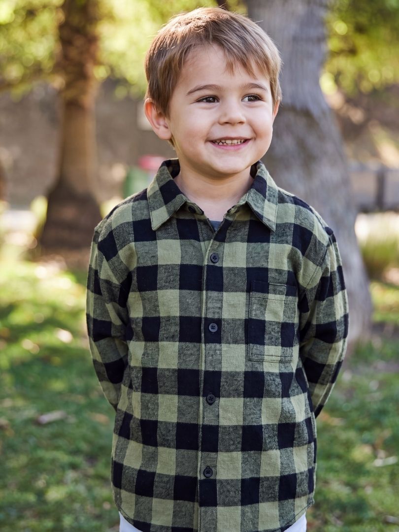 Camisa Franela Niño Negro/Verde 100% Algodón