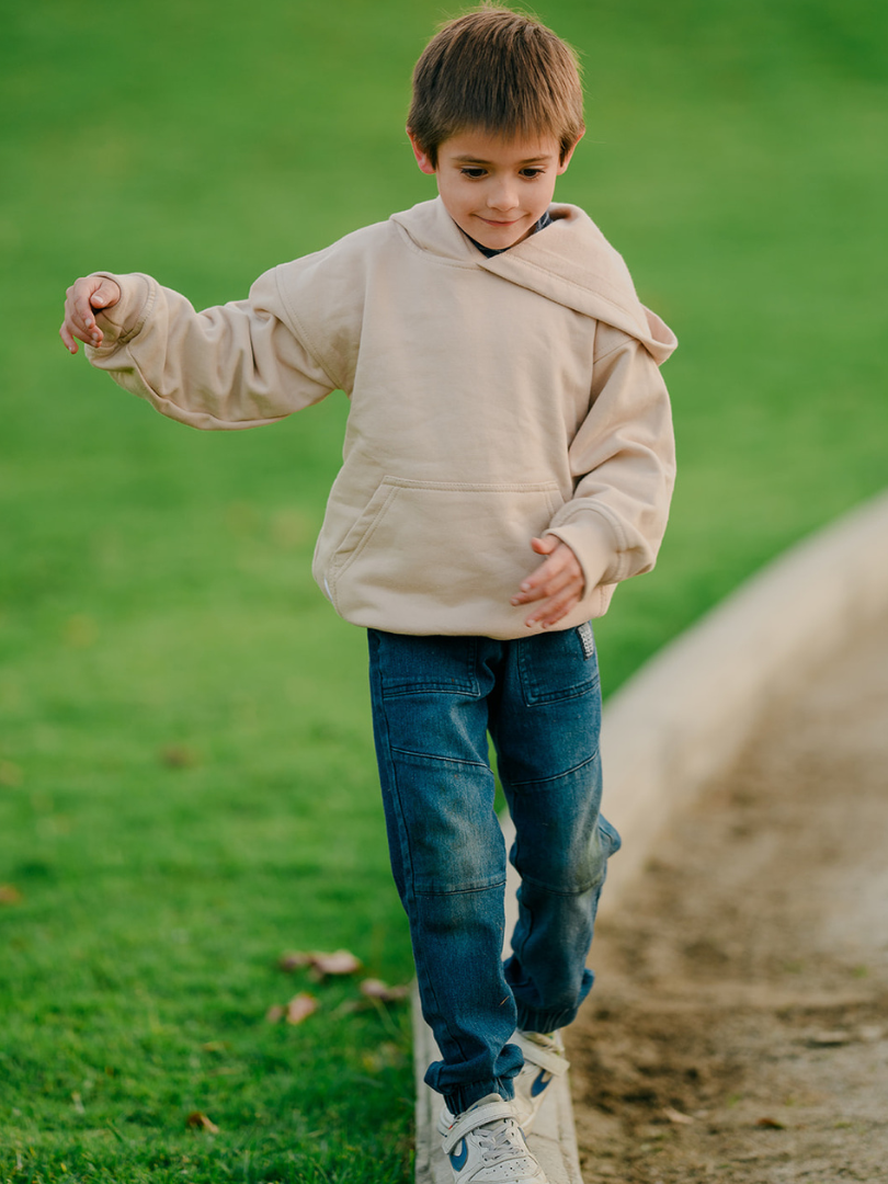 Pack 2 Polerones Unisex Oversize Beige Adulto + Hijo/a