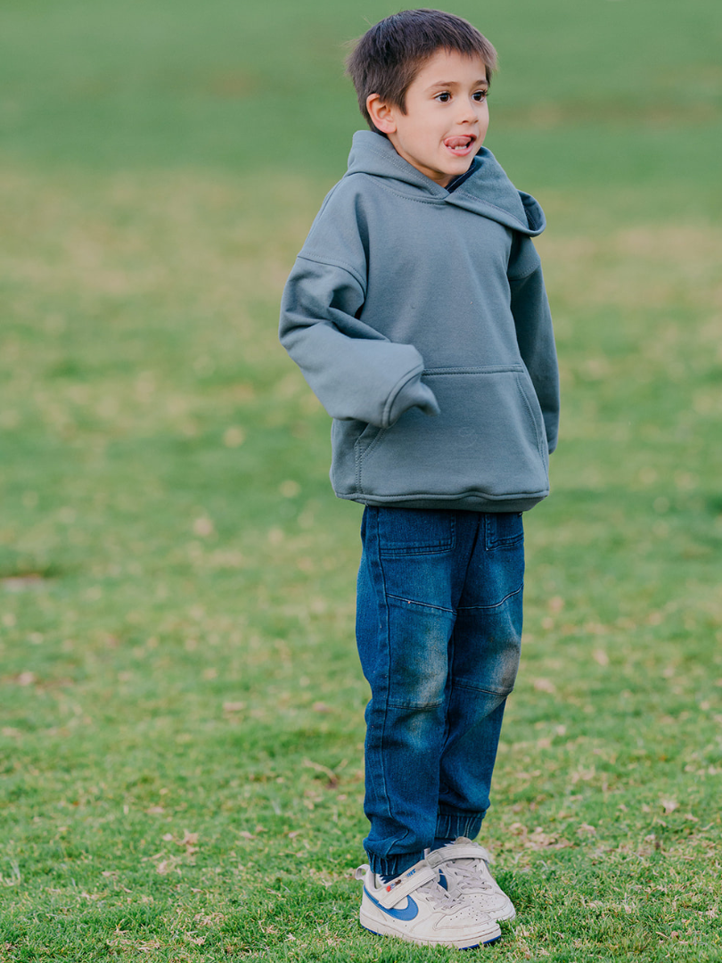 Polerón con capucha niño/a Oversize Gris
