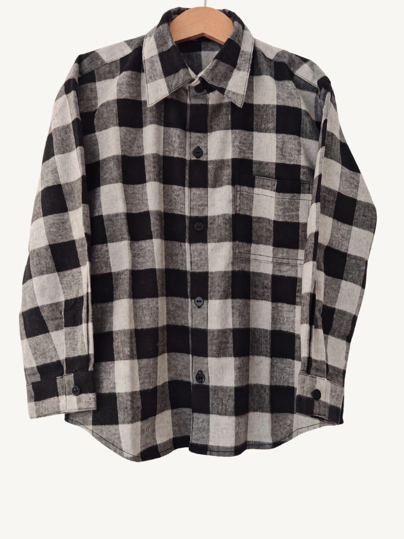 Pack 2 Camisas Franela Papá + hijo Negro/Gris 100% Algodón