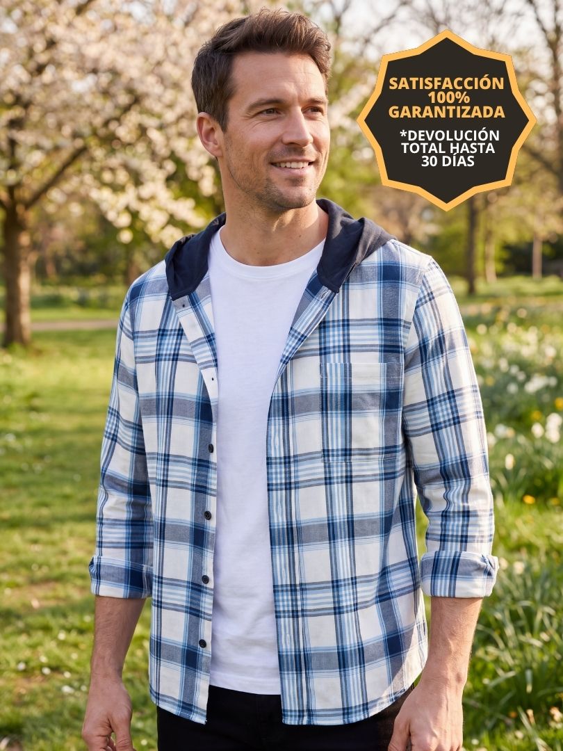 Pack 3 Camisas Franela Papá + Mamá + hijo Azul/blanco 100% Algodón