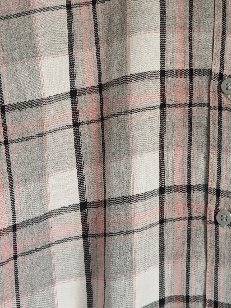 Camisa Franela Mujer | Gris/Rosado 100% Algodón