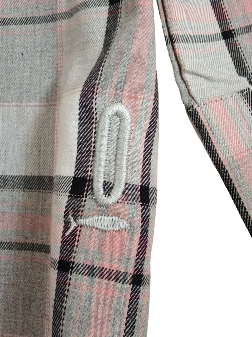 Camisa Franela Mujer | Gris/Rosado 100% Algodón