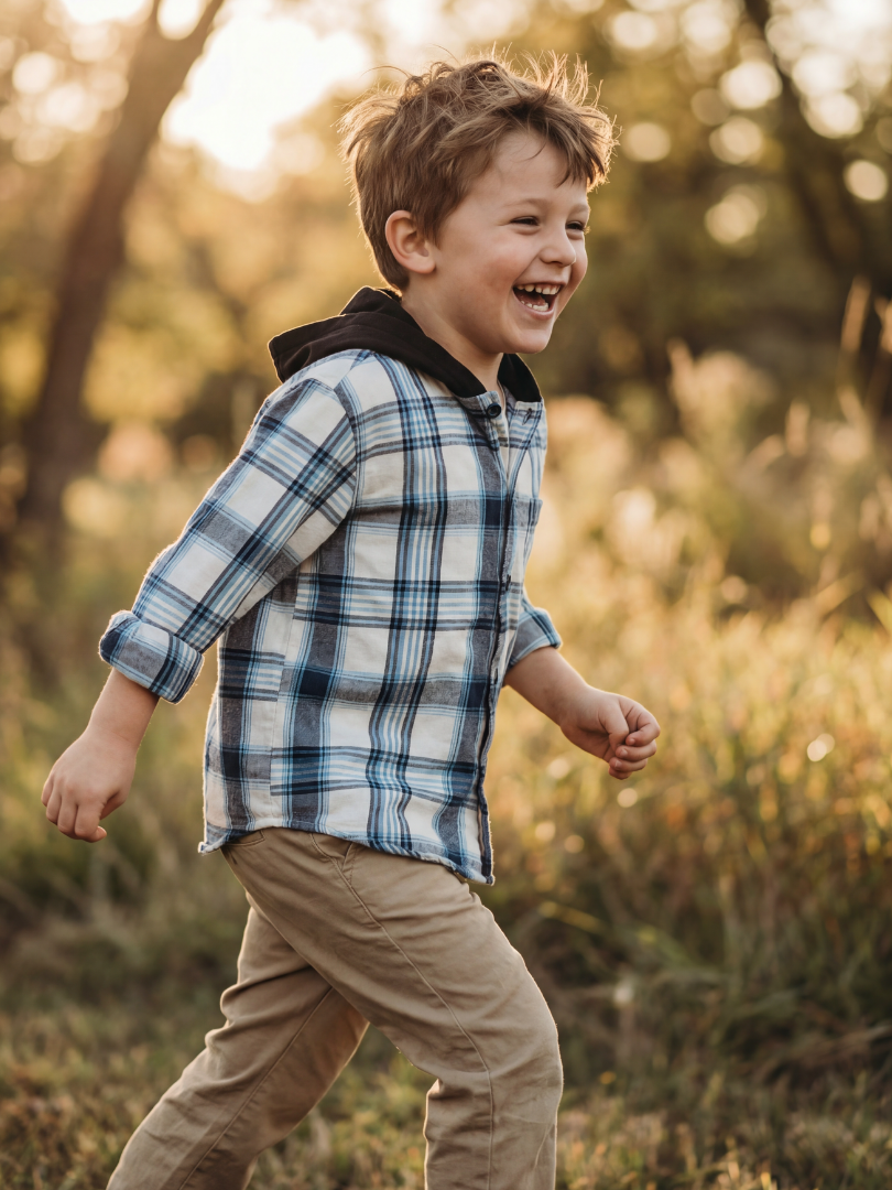 Pack 3 Camisas Franela con capucha Papá + Mamá + hijo/a | Azul con blanco 100% Algodón